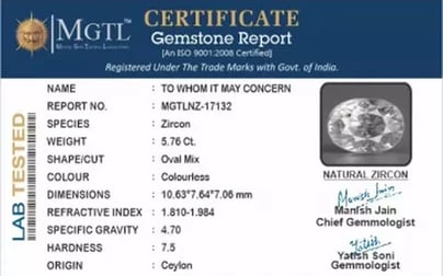 Ceylon Natural Zircon - 5.76 Carat  Limited Quality NZ-17132