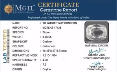 Ceylon Natural Zircon - 6.46 Carat  Limited Quality NZ-17128