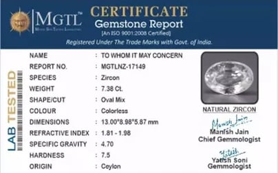 Ceylon Natural Zircon - 7.38 Carat  Limited Quality NZ-17149