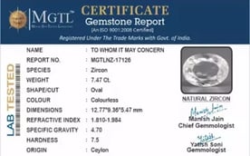 Ceylon Natural Zircon - 7.47 Carat  Limited Quality NZ-17126