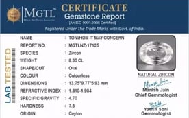 Ceylon Natural Zircon - 8.35 Carat  Limited Quality NZ-17125