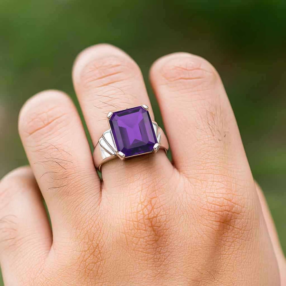 Classic 925 Silver Amethyst Ring For Men