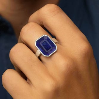 Classic 925 Silver Blue Sapphire Ring For Men