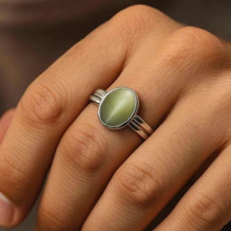 Classic 925 Silver Cat's Eye Ring For Men
