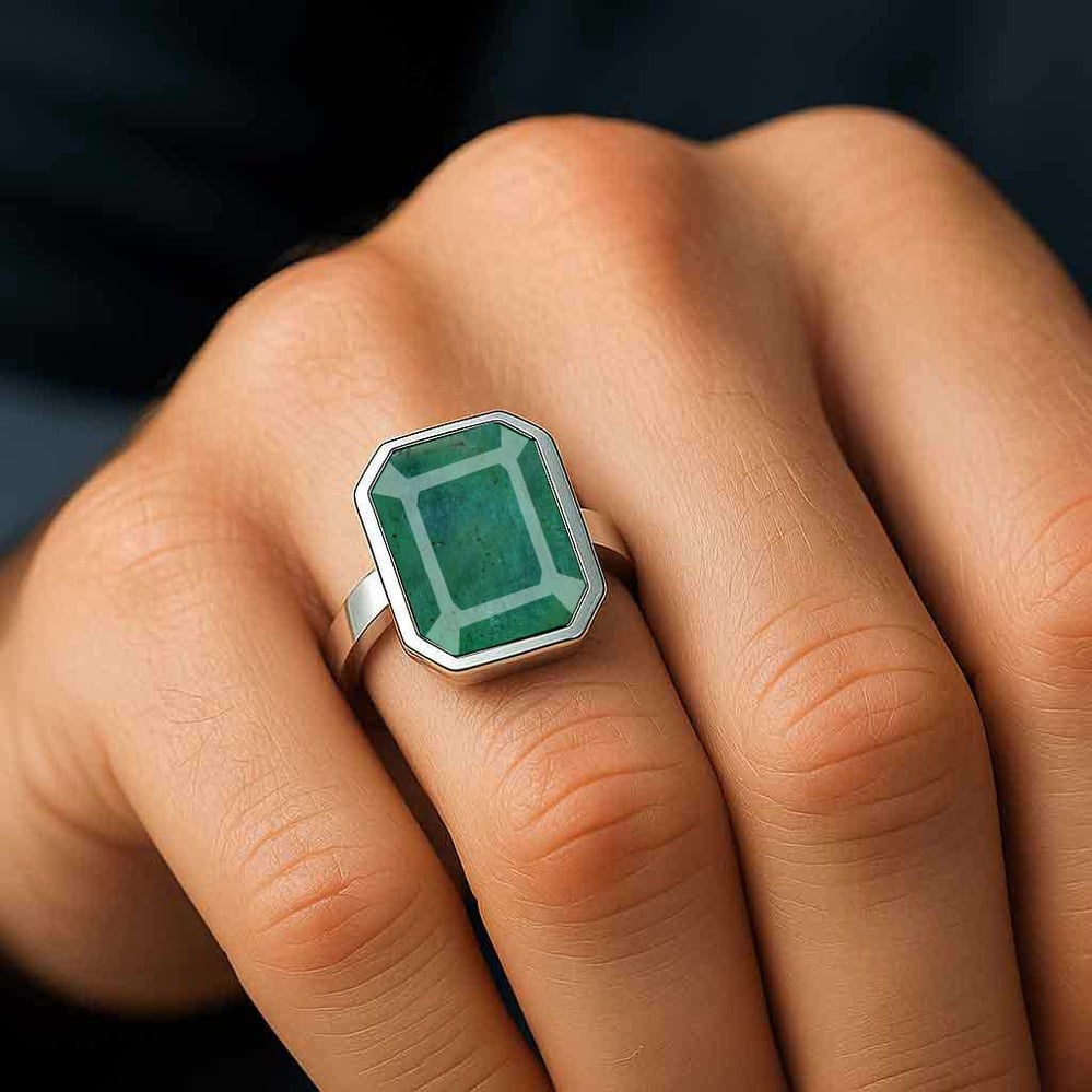 Classic 925 Silver Emerald Ring For Men