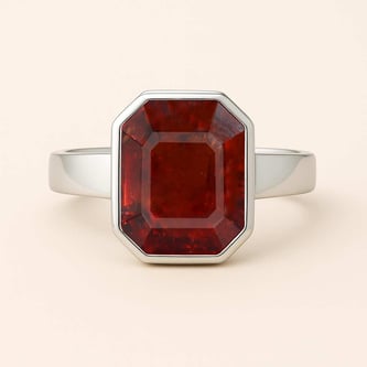 Classic 925 Silver Hessonite Garnet Ring For Men