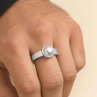 Classic 925 Silver Pearl Ring For Men