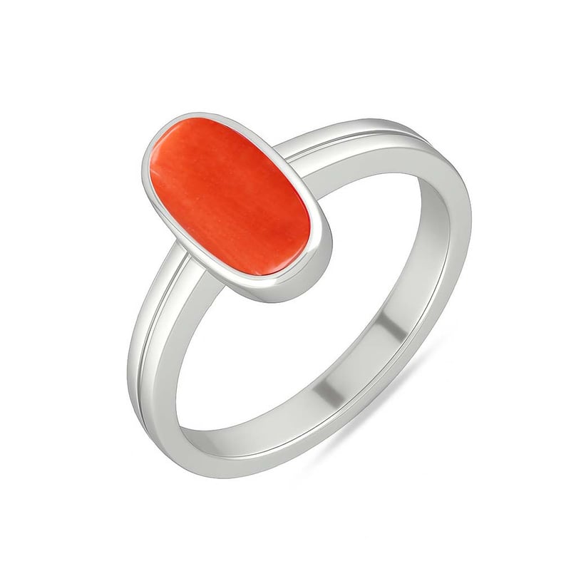 Shop Classic 925 Silver Red Coral Ring For Men Online | MyRatna