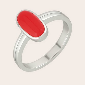 Classic 925 Silver Red Coral Ring For Men