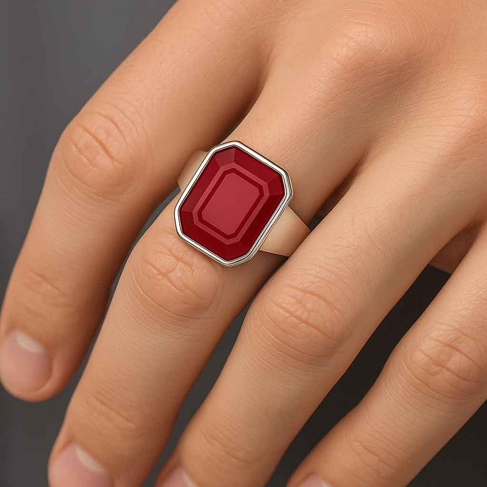 Classic 925 Silver Ruby Ring For Men