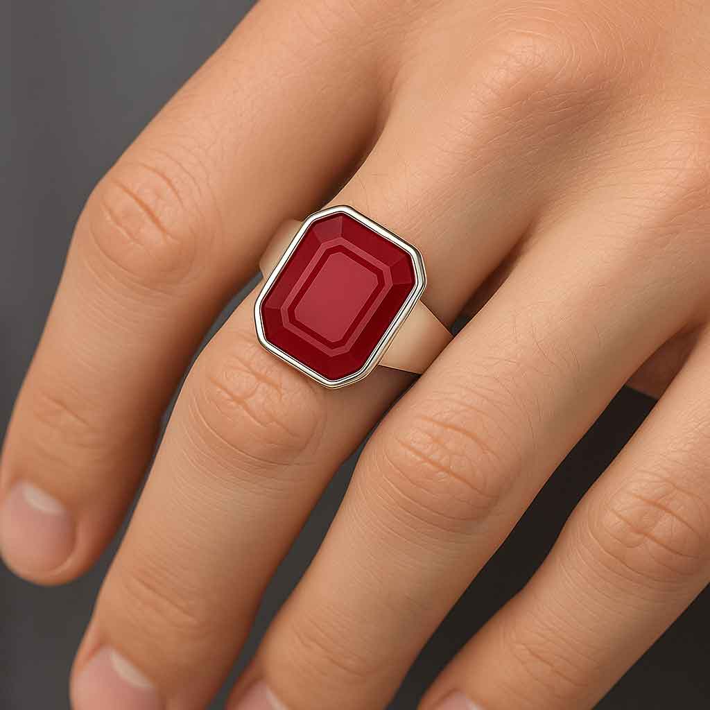Classic 925 Silver Ruby Ring For Men