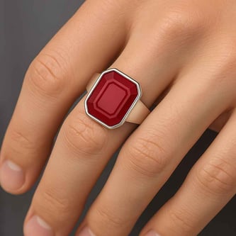 Classic 925 Silver Ruby Ring For Men
