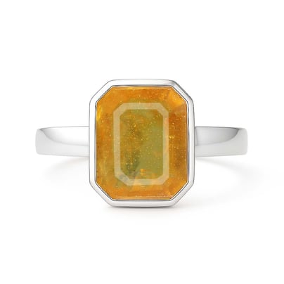 Classic 925 Silver Yellow Sapphire Ring For Men
