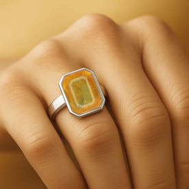 Classic 925 Silver Yellow Sapphire Ring For Men