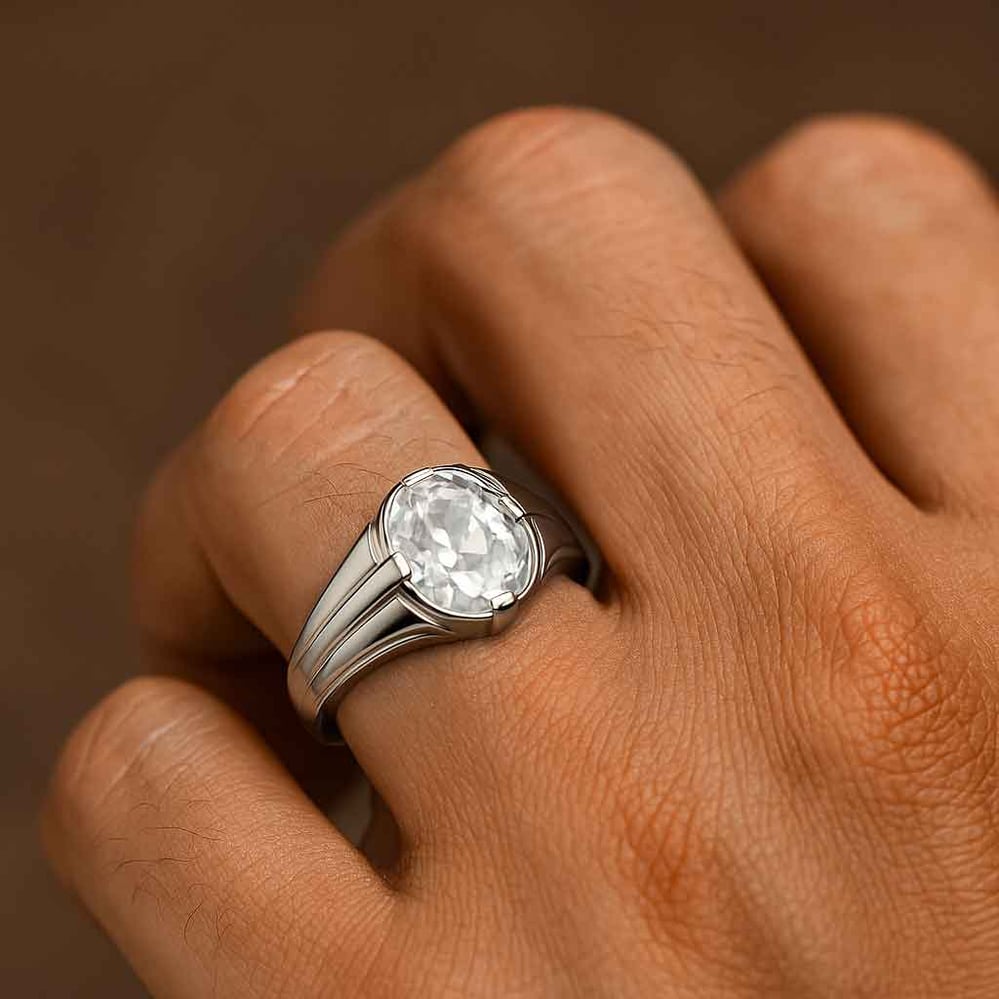 Classic 925 Silver Zircon Ring For Men