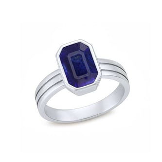 Classic 925 Sterling Silver Blue Sapphire Gemstone Ring for Women