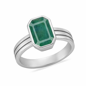 Classic 925 Sterling Silver Emerald Gemstone Ring for Women