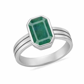 Classic 925 Sterling Silver Emerald Gemstone Ring for Women