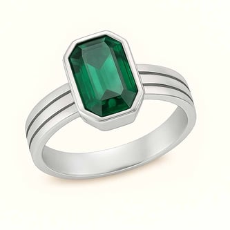 Classic 925 Sterling Silver Emerald Gemstone Ring for Women
