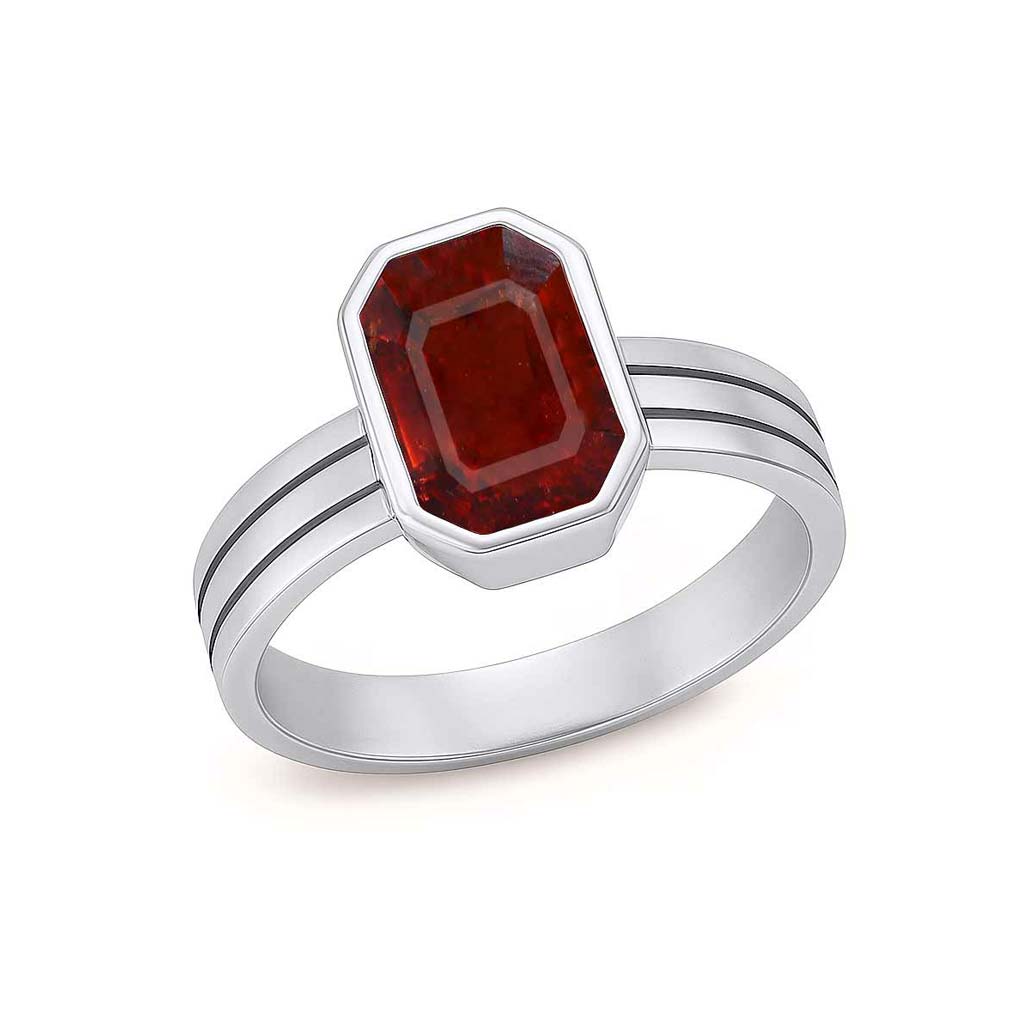 Classic 925 Sterling Silver Hessonite Gomed Gemstone Ring for Women