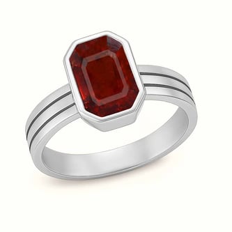 Classic 925 Sterling Silver Hessonite Gomed Gemstone Ring for Women