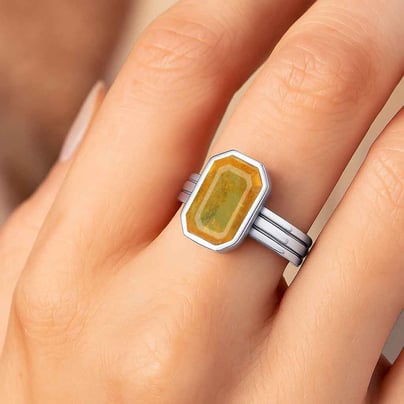 Classic 925 Sterling Silver Yellow Sapphire Gemstone Ring for Women