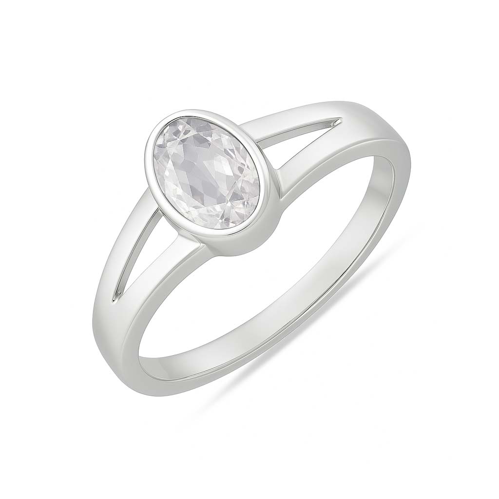 Classic 925 Sterling Silver Zircon Gemstone Ring for Women