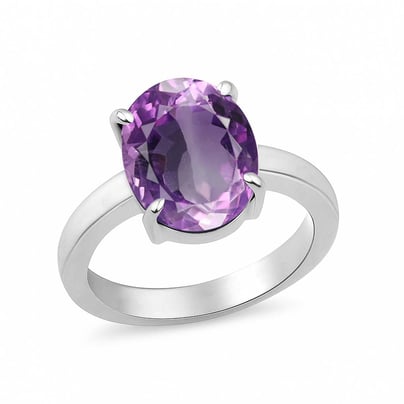 Classic Amethyst Stone Sterling Silver Ring for Women