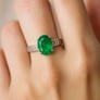 Classic Emerald Stone Sterling Silver Ring for Women