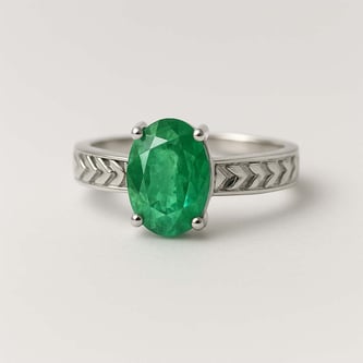 Classic Emerald Stone Sterling Silver Ring for Women