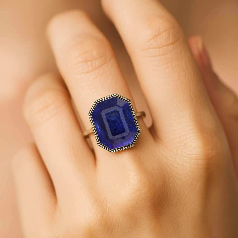 Classic Regal 925 Sterling Silver Blue Sapphire Women’s Ring