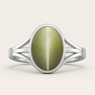 Classic Regal 925 Sterling Silver Lehsuniya (Cat's Eye) Women’s Ring