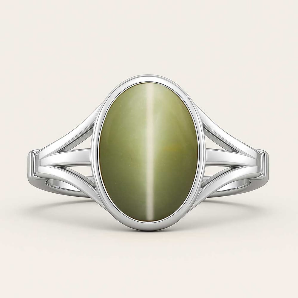 Classic Regal 925 Sterling Silver Lehsuniya (Cat's Eye) Women’s Ring