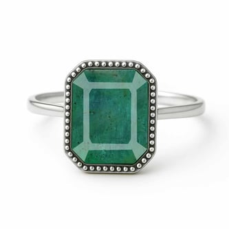 Classic Regal 925 Sterling Silver Panna (Emerald) Women’s Ring