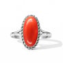Classic Regal 925 Sterling Silver Red Coral Stone Women’s Ring