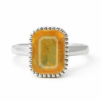 Classic Regal 925 Sterling Silver Yellow Sapphire Women’s Ring
