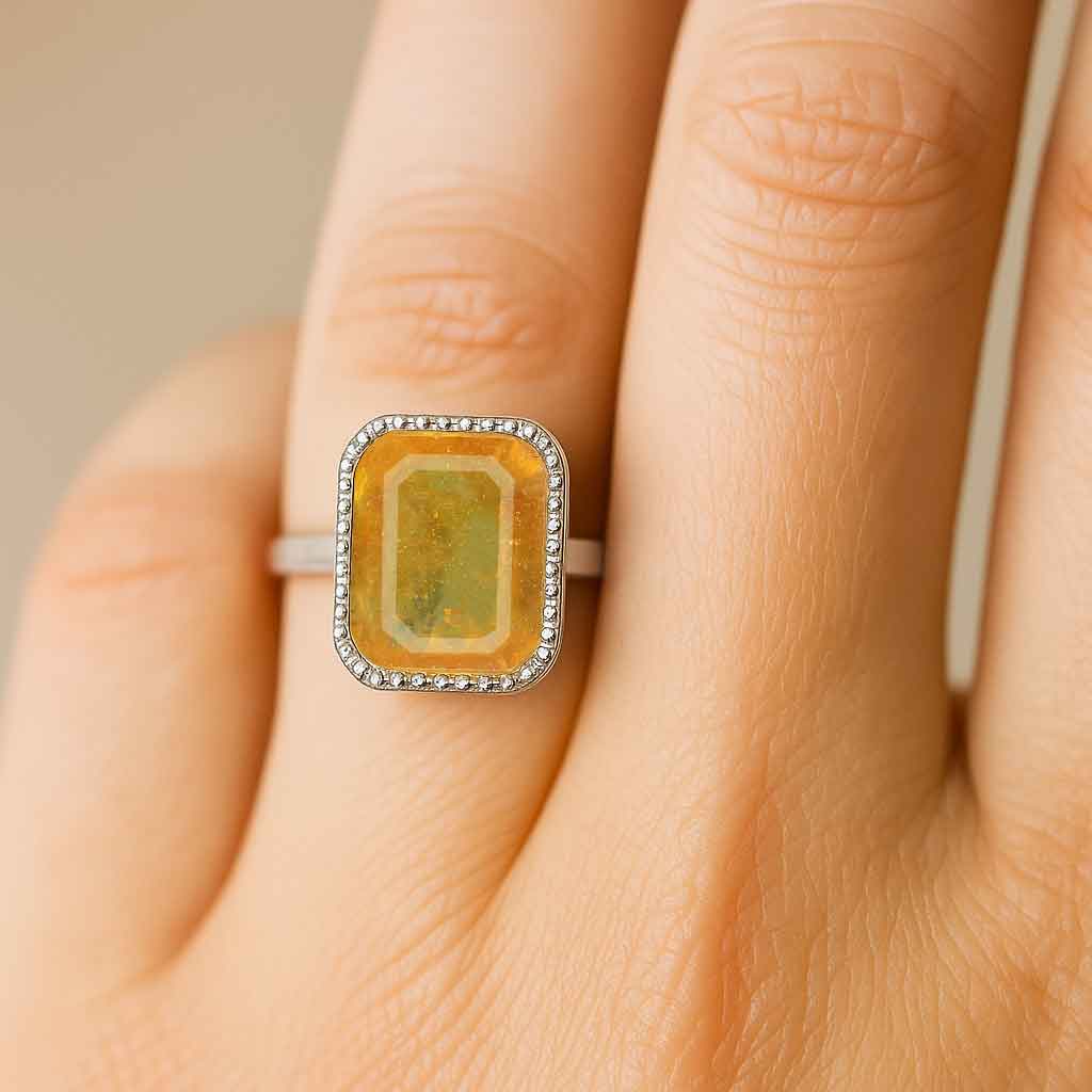 Classic Regal 925 Sterling Silver Yellow Sapphire Women’s Ring