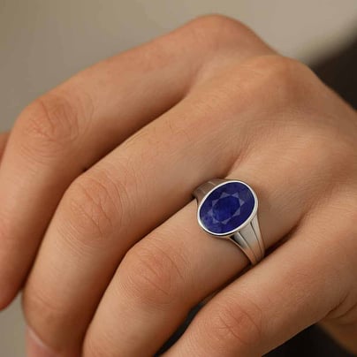 Classic Royal Blue Sapphire 925 Silver Men’s Ring