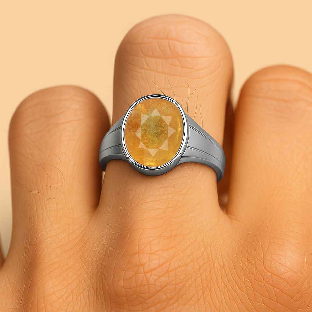 Classic Royal Yellow Sapphire 925 Silver Men’s Ring