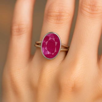 Classic Ruby Stone Sterling Silver Ring for Women
