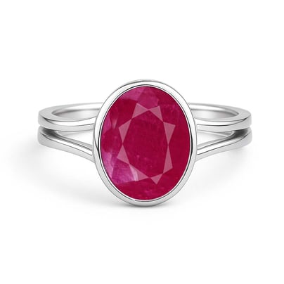 Classic Ruby Stone Sterling Silver Ring for Women