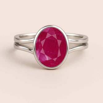 Classic Ruby Stone Sterling Silver Ring for Women