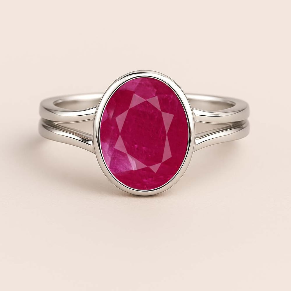 Classic Ruby Stone Sterling Silver Ring for Women