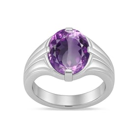 Classic Sterling Silver Amethyst Gemstone Ring for Male