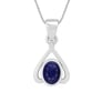 Classic Sterling Silver Blue Sapphire Gemstone Pendant