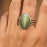 Classic Sterling Silver Cat's Eye Gemstone Ring for Male