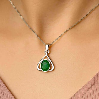 Classic Sterling Silver Emerald Gemstone Pendant