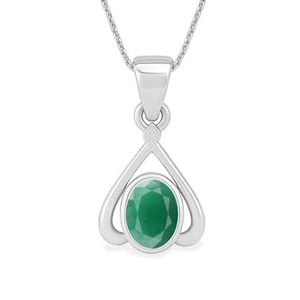 Classic Sterling Silver Emerald Gemstone Pendant