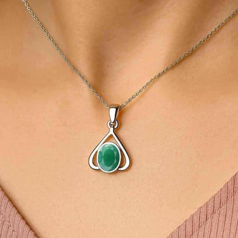 Classic Sterling Silver Emerald Gemstone Pendant