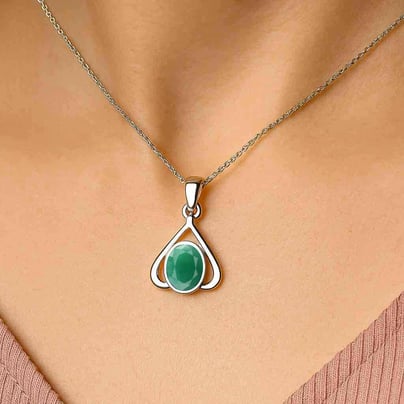 Classic Sterling Silver Emerald Gemstone Pendant